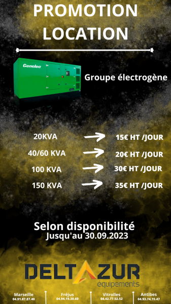 PROMOTION GROUPE ELECTROGENE dans les Bouches du Rhône, le Var et les Alpes Maritimes